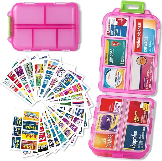Pocket Pharmacy with Medicine Labels Travel Daily Pill Container Mini Medication Organizer Storag... | Amazon (US)