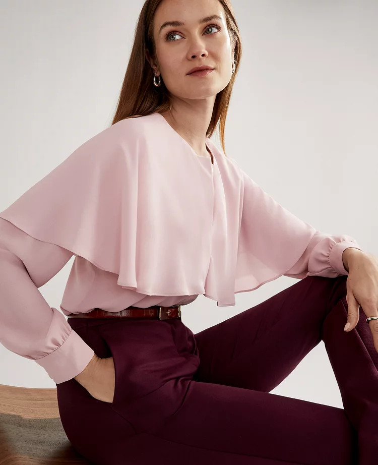 Capelet Overlay Blouse | Ann Taylor