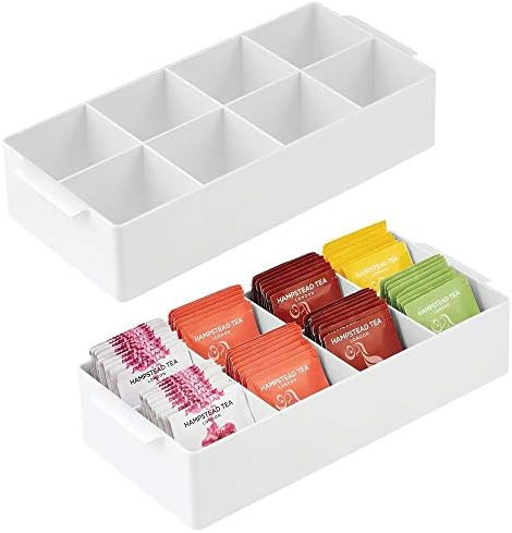mDesign Compact Plastic Tea Storage Organizer Caddy Tote Bin - 8 Divided Sections, Built-in Handl... | Amazon (US)