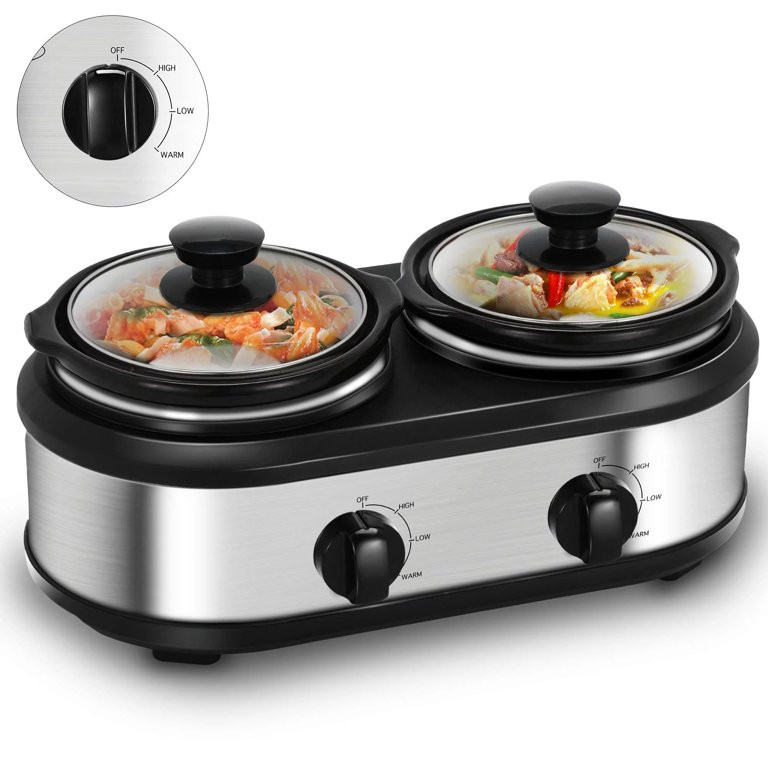 Superjoe Slow Cooker Dual Pot Slow Cooker Buffet Server Stainless Steel Crock Pot Food Warmer, 2x... | Walmart (US)
