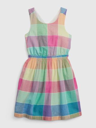 Kids Linen-Cotton Plaid Dress | Gap (US)