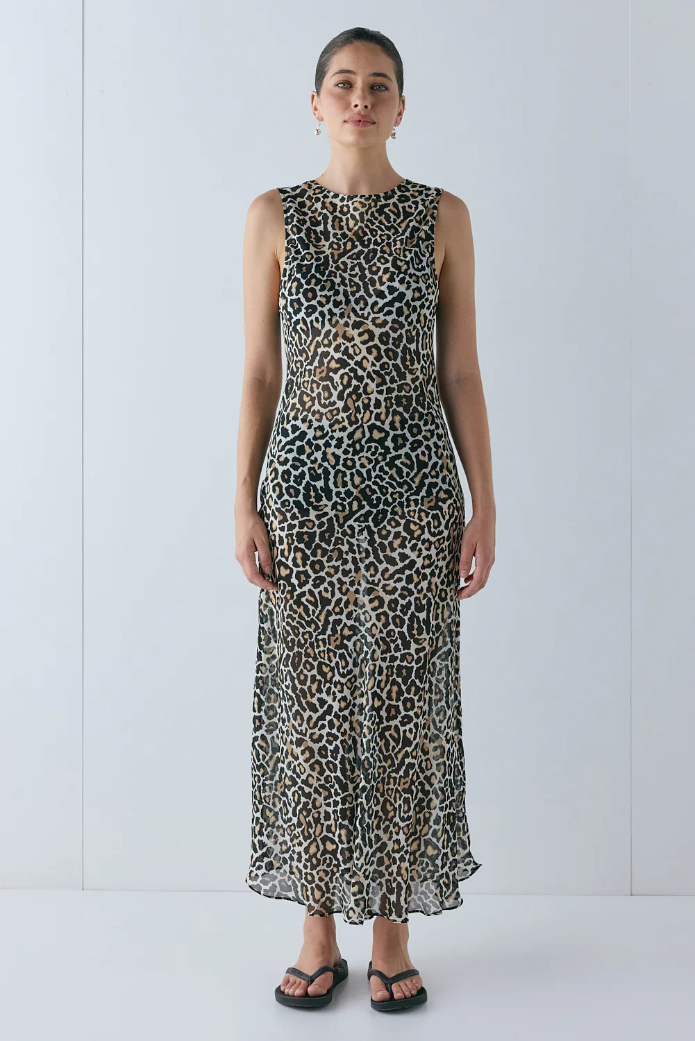 Francesca Sheer Maxi Dress Leopard | VRG Grl