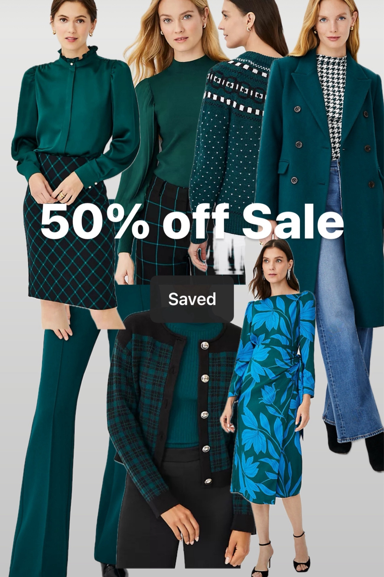 Great time to pick out your holiday work outfits church outfit Christmas Eve. This teal evergreen looks so pretty with red too. Use code SURPRISE50

#LTKsalealert #LTKfindsunder100 #LTKover40