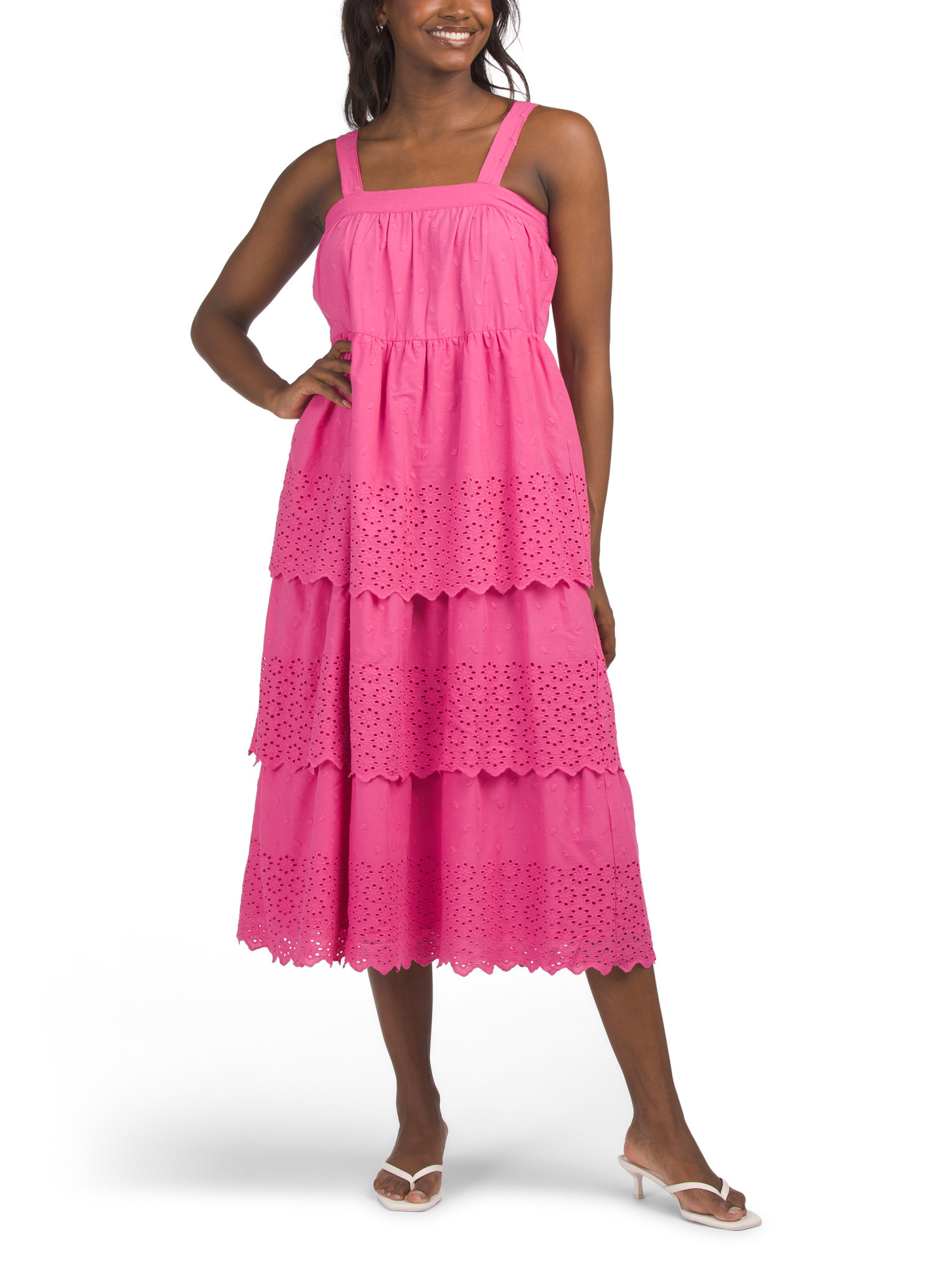 Sleeveless Eyelet Hem Tiered Dress | Marshalls
