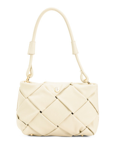 Made In Italy Leather Padded Woven Shoulder Bag | TJ Maxx