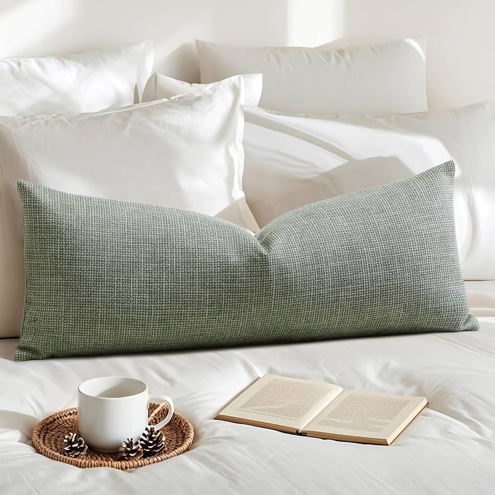 OTOSTAR Linen Throw Pillow Cover Set of 1 Decorative Long Lumbar Pillowcase Rectangle Cushion Cov... | Amazon (US)