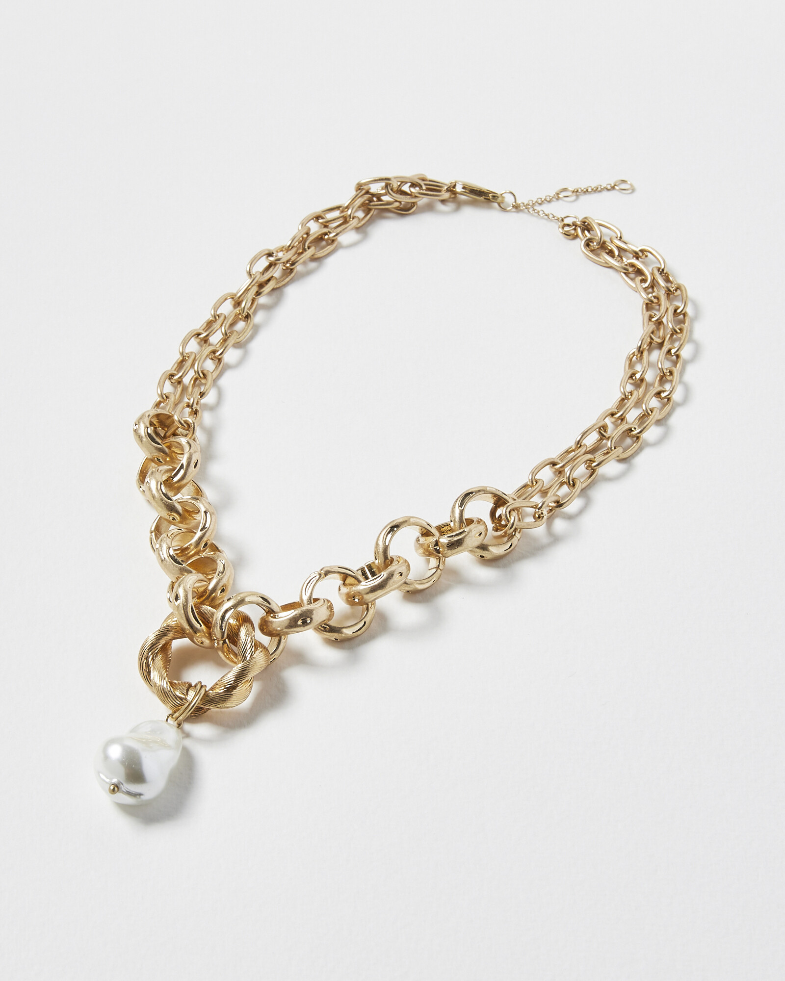 Kali Faux Pearl Chunky Chain Drop Necklaces | Oliver Bonas | Oliver Bonas (Global)