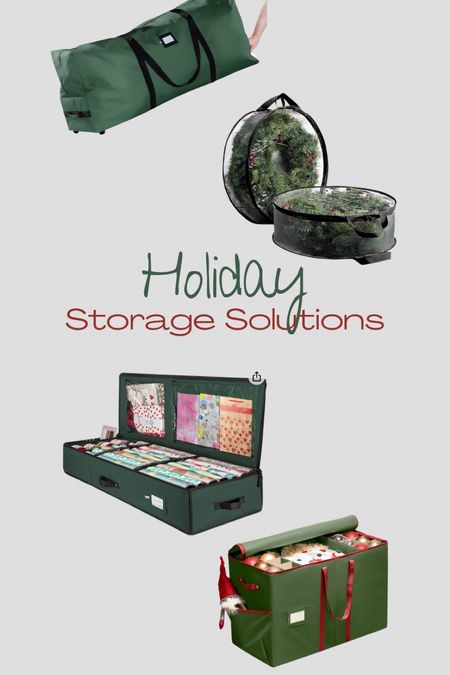 Holiday Storage Solutions, Christmas tree storage, wreath storage, wrapping paper organizer, holiday organization  

#LTKhome #LTKHoliday #LTKSeasonal