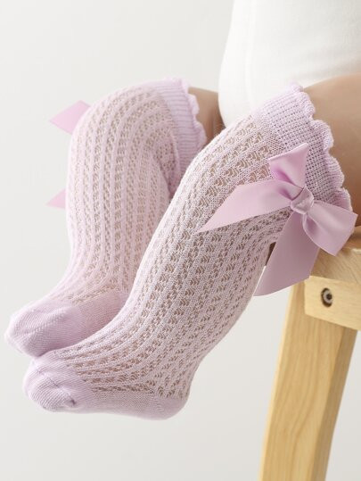 Toddler Girls Bow Decor Over The Knee Socks | SHEIN