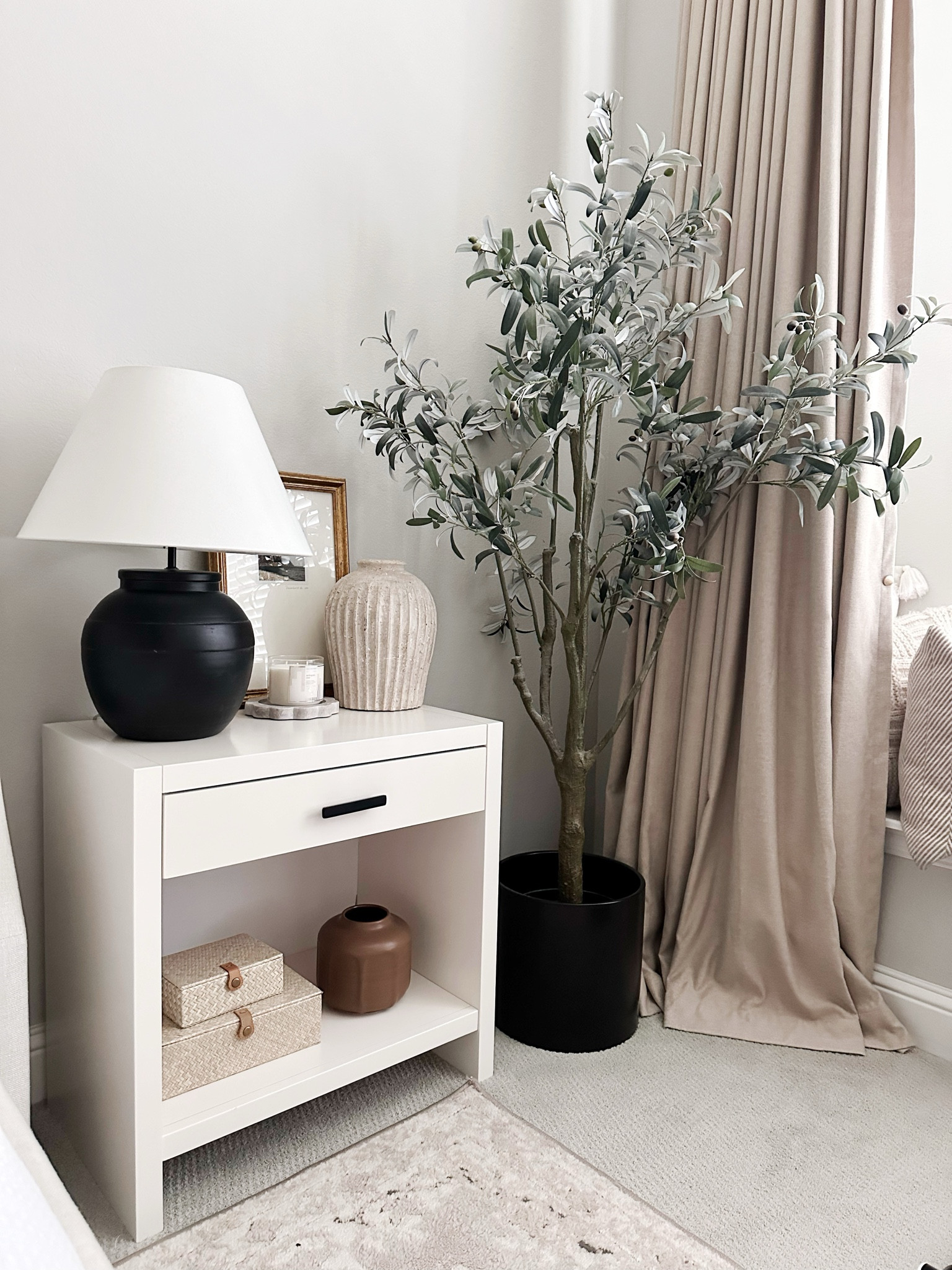 Neutral bedroom earthy modern nightstand styling 

#LTKHome