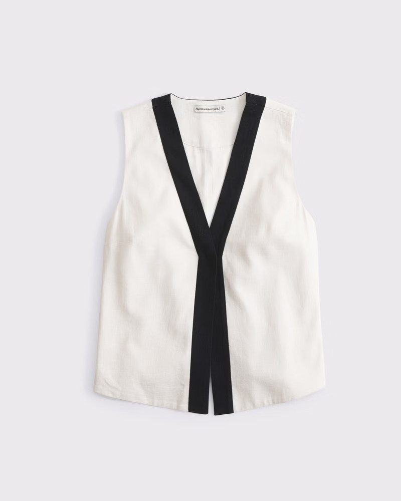Women's Linen-Blend Vest | Women's Clearance | Abercrombie.com | Abercrombie & Fitch (US)