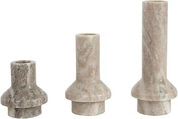 Bloomingville Marble Taper Candle Holder, 4.5", Beige | Amazon (US)