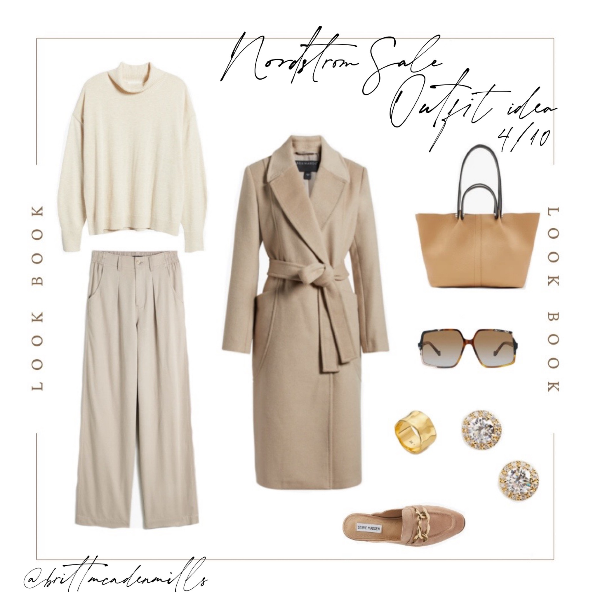 Nordstrom anniversary sale outfit inspo the perfect neutral palette for autumn winter. Winter White sweater, long robe coat, long trench coat, duster coat, wide leg pants, suede mules, All Saints tote bag, gold studded earrings, gold ring, Loewe sunglasses, designer look for less. Affordable outfit. Winter outfit inspiration. Autumn outfit inspiration. Nordstrom anniversary sale pants. Nordstrom anniversary sale coat. Nordstrom anniversary sale, treasure and bond sweater.

#LTKxNSale #LTKworkwear #LTKSeasonal