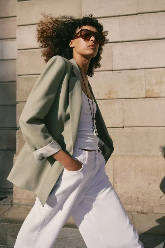 LINEN BLEND BLAZER WITH ROLLED-UP SLEEVES | Zara UK