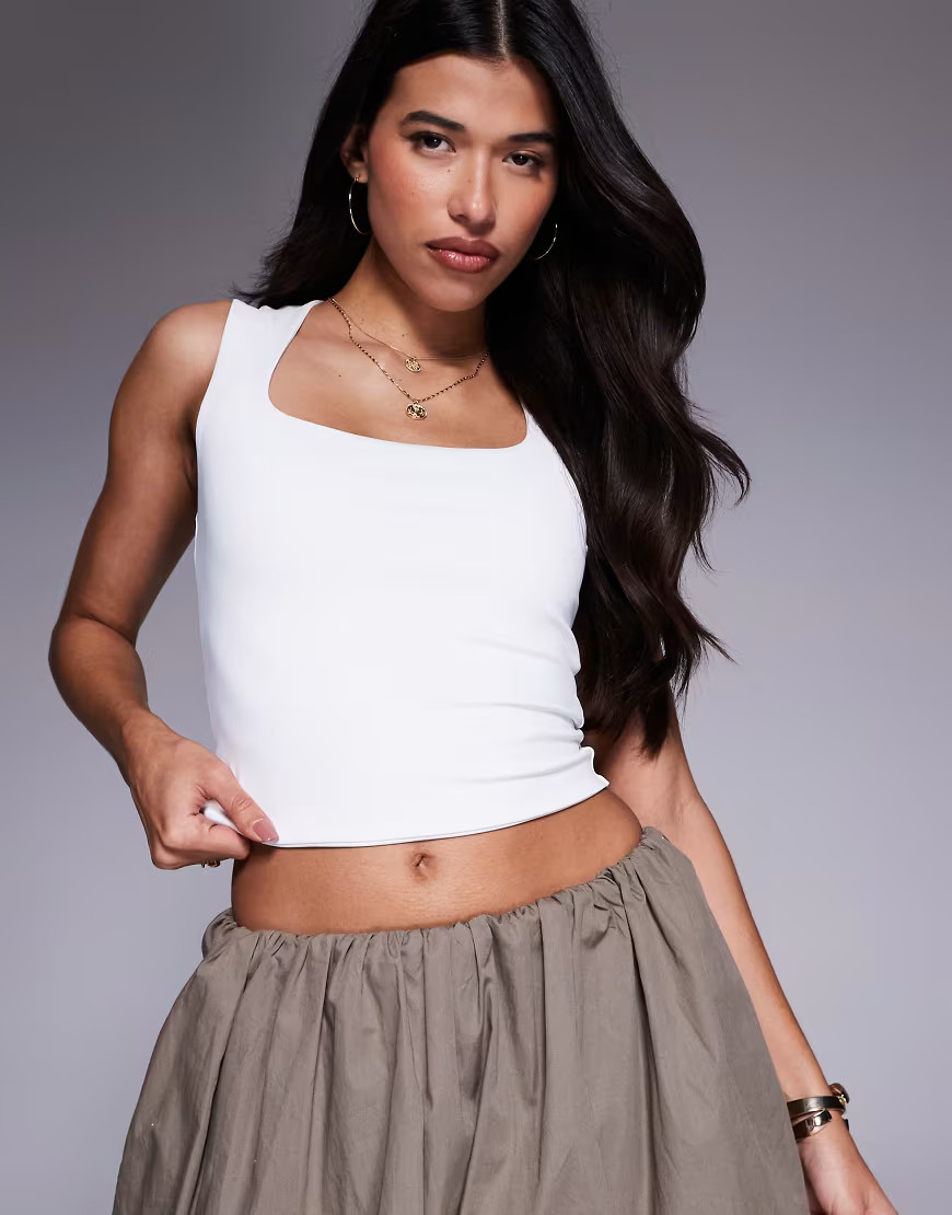 ASOS DESIGN sculpting wide strap vest top in white | ASOS (Global)