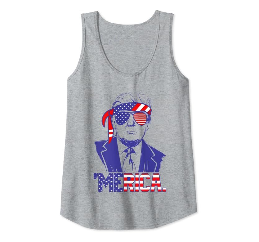 Trump 4th of July Merica Men Women USA American Flag Vintage Tank Top | Amazon (US)