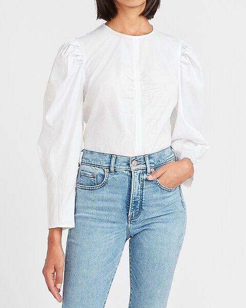 Ruched Front Puff Sleeve Top | Express