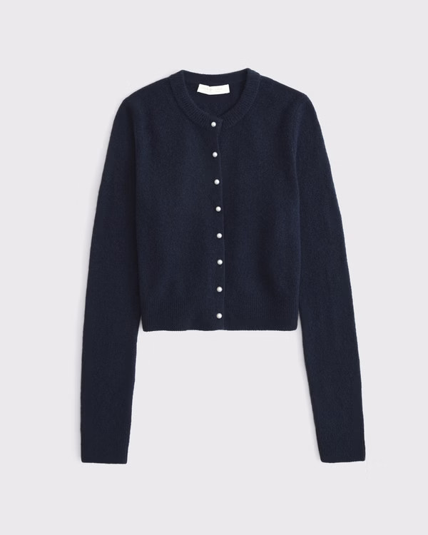 Merino Wool-Blend Shrunken Crew Cardigan | Abercrombie & Fitch (US)