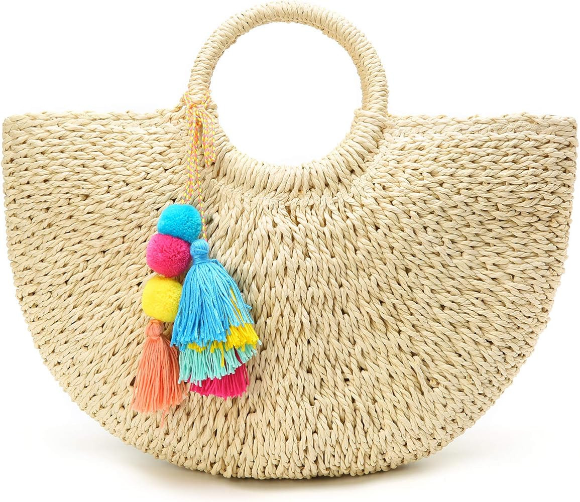 Solyinne Straw Beach Bag Large Woven Straw Bag Handbag Women's Woven Tote Bag Summer Beach Tote w... | Amazon (US)