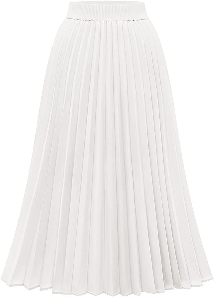Amazon.com: DRESSTELLS Pleated Midi Skirt, Long Pleated Skirts for Women, Womens Pleated Skirt, S... | Amazon (US)