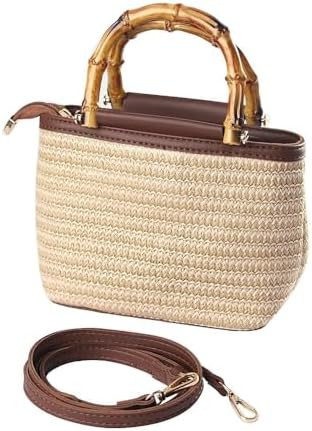 Eiyye Straw Purse for Women Small Bamboo Handle Purses Woven Straw Style Crossbody Shoulder Bag w... | Amazon (US)