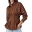 Tankaneo Womens Striped Button Down Shirt Cinched Waist Office Blouse | Amazon (US)