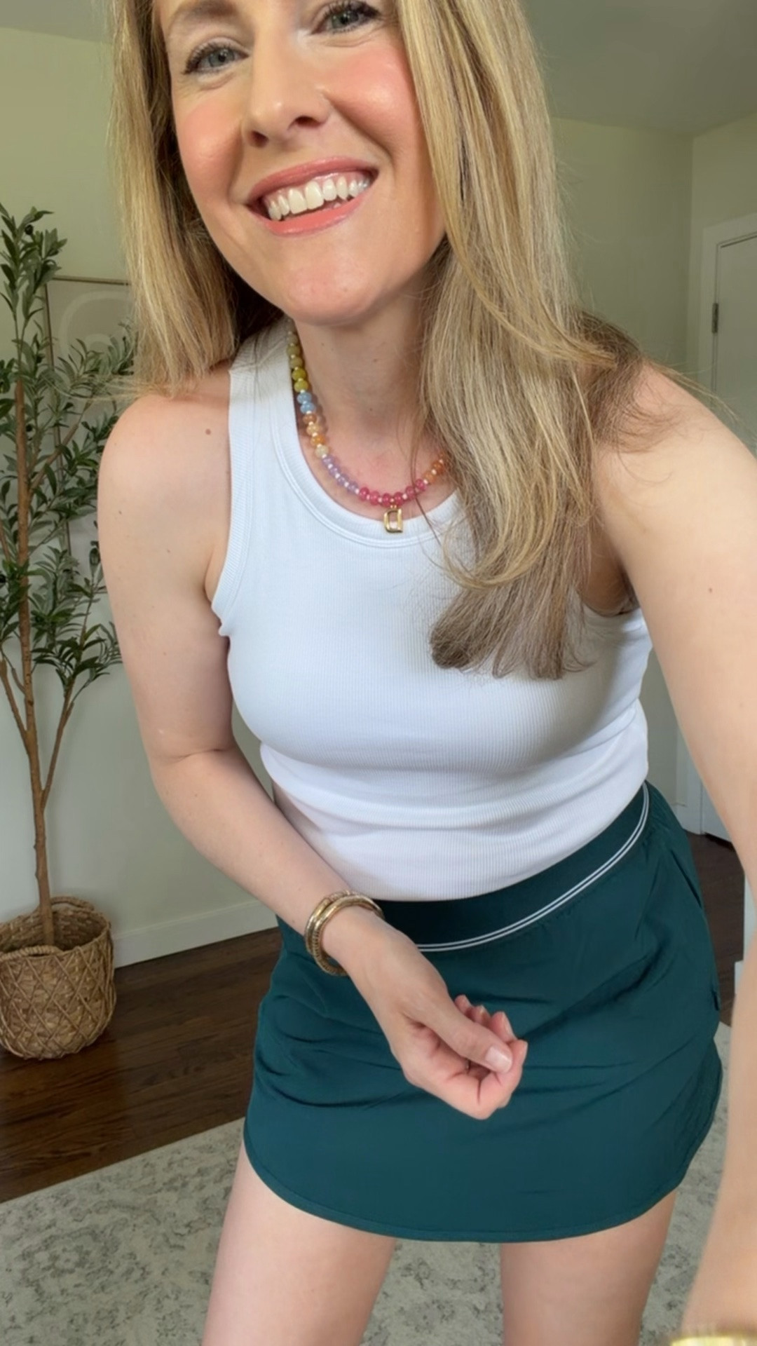 *Summer break!* Walmart skort that’s an Alo look for less, fit is true to size, I’m in a small. The built in bike shorts ride up on me so I give this a 9/10. Super cute and comfy though. #walmartfashion

#LTKOver40 #LTKActive
