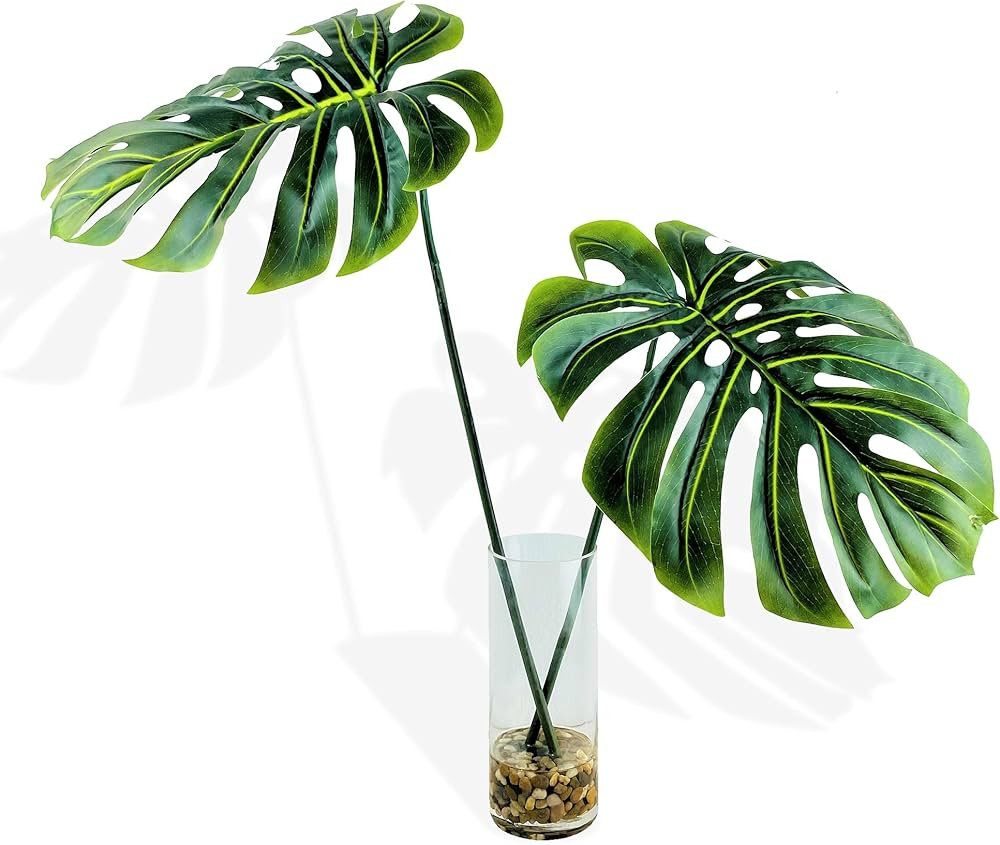 30-Inch Artificial Monstera Leaf x 2 – Adjustable Natural Foliage & Stems – Faux Indoor Plant... | Amazon (US)