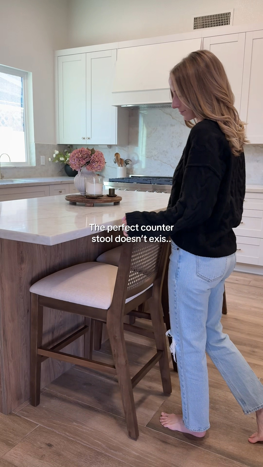 Arguably the most important detail to complete a kitchen!! 

I knew I wanted a dark wood counter stool and I was drawn to the cane style back. Originally I fell in love with a version from Pottery Barn that was over $500 per stool. I was SO excited to find this lookalike (that I actually like the color of more) for a fraction of the price. 
The seat cushion is a gorgeous warm beige color and it goes perfectly with our counters.

#LTKHome #LTKSeasonal #LTKSaleAlert