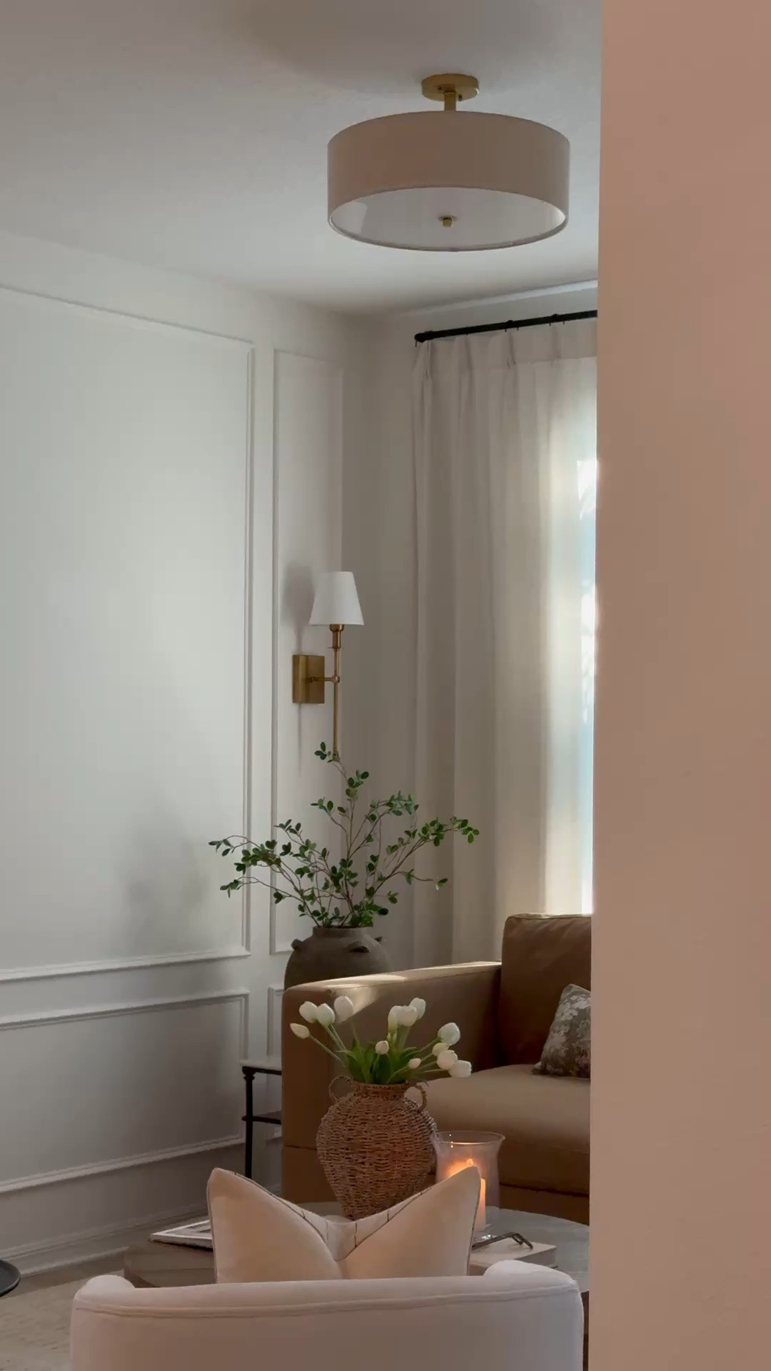 These sconces completely transformed our front living room 🤍 We recently added the wall molding and these were the perfect finishing touch. They’re on sale for Prime Day and I’m linking both the sconces and the rechargeable light bulbs we used. No hardwiring needed!