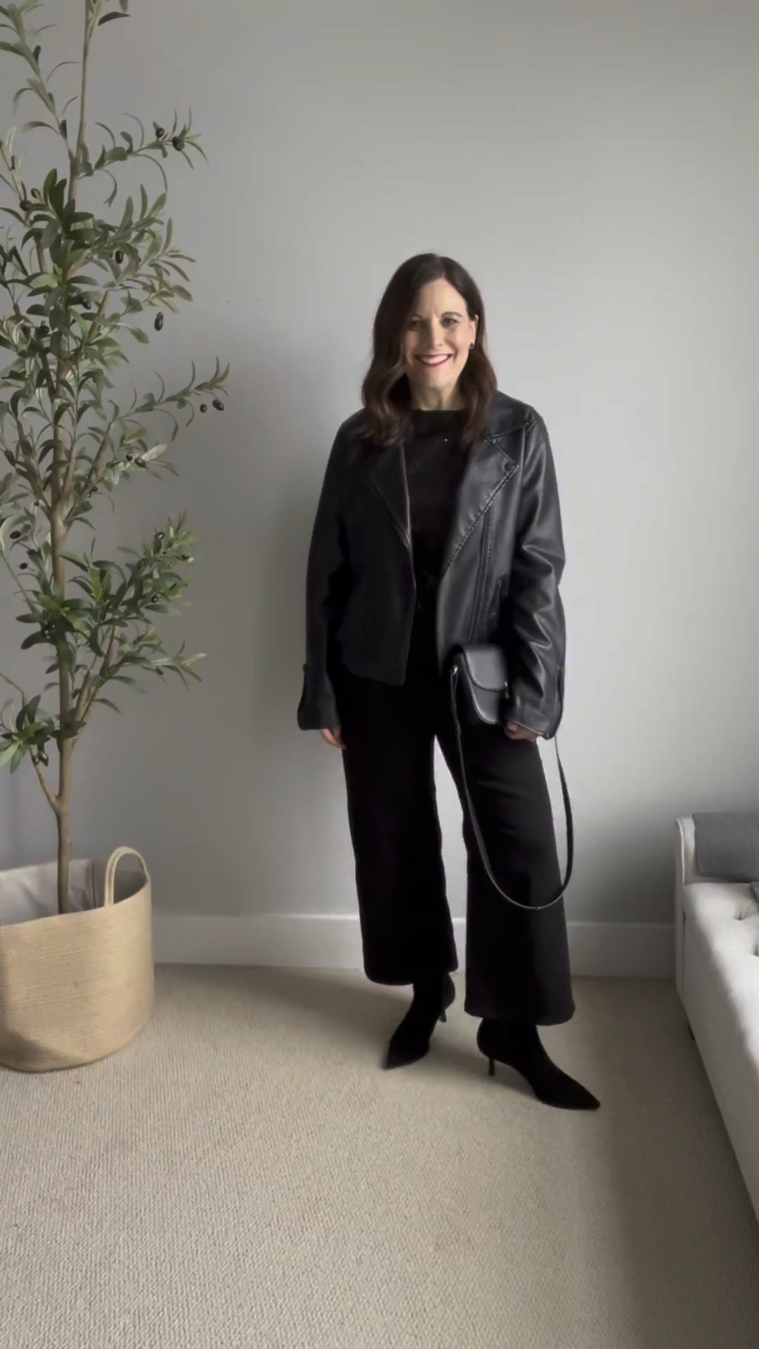 Party outfit: With a sequin top, a black leather jacket and black jeans add an edgy vibe that’s perfect for heading to a restaurant for drinks and dinner on date night or even New Year’s Eve.  This LOFT black sequin top fits small. I’m in a large with a 36-B bust. These J.Crew Factory black wide leg cropped jeans fit TTS. A similar leather jacket is linked. 


#LTKHoliday #LTKOver40 #LTKMidsize