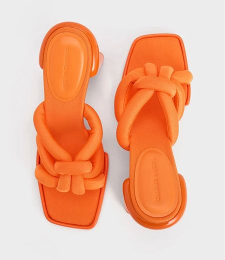 Wow I just love how fun these are for summer! They come in black and cream as well. 

Sandals. Mules. Orange shoes. Knotted mules. Heels. Summer heels. Spring heels. 

#LTKshoecrush #LTKfindsunder100