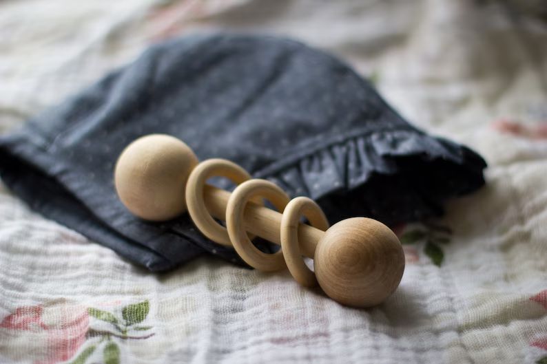 Wooden Baby Rattle, Baby Toy, Toddler Toy, Wooden Rattle, Organic Baby, All Natural, Montessori B... | Etsy (US)