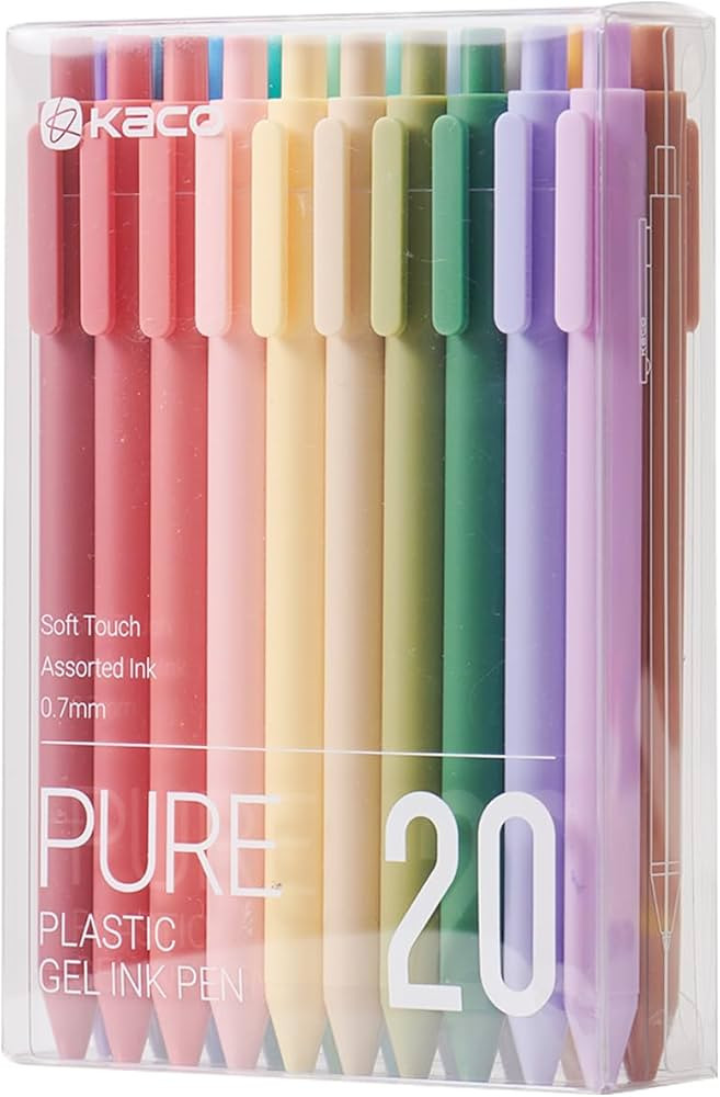 Kaco PURE Gel Pens 20 Assorted Color Ink 0.7mm, Medium Point, Aesthetic Cute Stationery Pens for ... | Amazon (US)