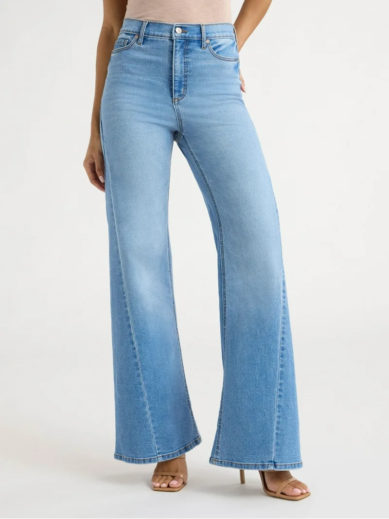 Sofia Jeans Women's Margot Wide Tri Inset High Rise Jeans, Sizes 0-20 | Walmart (US)