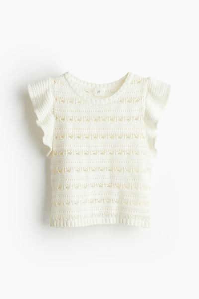 Pointelle-knit Top - White - Ladies | H&M US | H&M (US + CA)