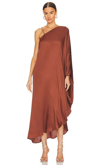 L'AGENCE Kerry Kaftan Dress in Rust. - size S (also in XS) | Revolve Clothing (Global)