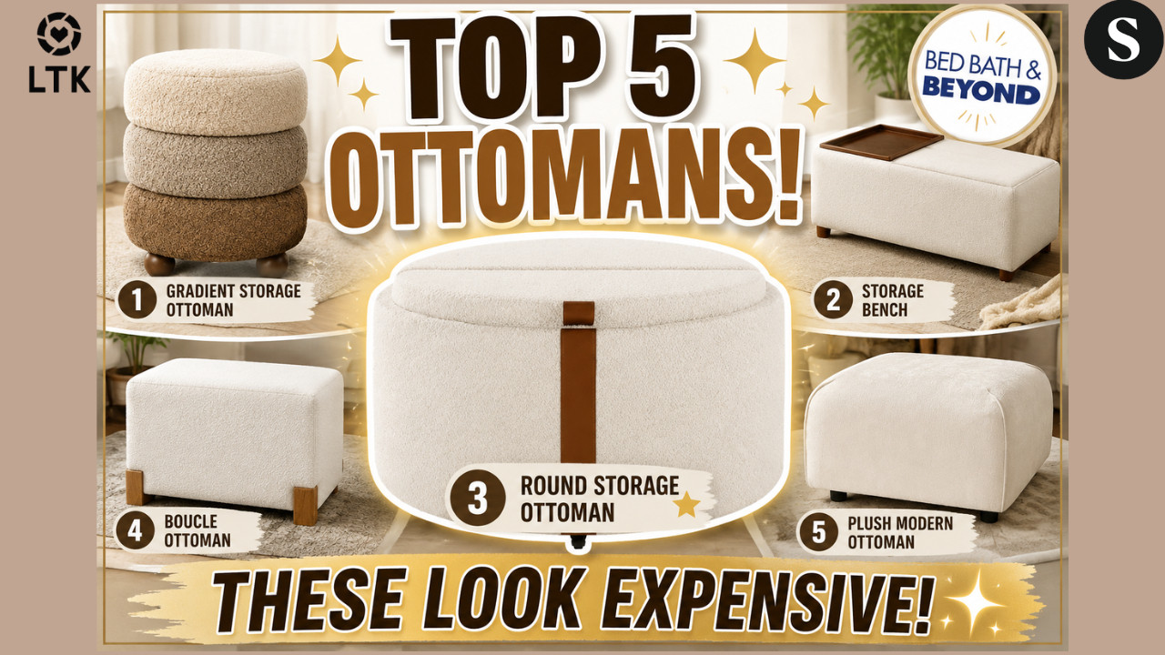Top 5 Ottomans from Bed Bath & Beyond 🤎 Storage, Style & Function

Looking for the perfect ottoman to complete your living room, bedroom, or entryway? Today I'm sharing five gorgeous ottoman finds from Bed Bath & Beyond that combine style, comfort, and functionality.
From storage benches and plush footrests to modern accent ottomans and hidden storage solutions, these pieces can add both beauty and practicality to your space.
Whether you love modern, organic modern, transitional, or cozy neutral decor, there's something here for everyone.
✨ Shop all of today's furniture finds using my links below!
✨ BRIEF PRODUCT DESCRIPTION / VIDEO FOCUS
Featured Products:
✔ Glitzhome Gradient Upholstered Storage Ottoman
✔ Spruce & Spring Bart Storage Ottoman Bench
✔ Christopher Knight Home Arden Ottoman
✔ Christopher Knight Home Marcella Plush Ottoman
✔ Round Storage Ottoman with Reversible Lids
Perfect for:
• Living Rooms
• Bedrooms
• Entryways
• Small Spaces
• Hidden Storage
• Neutral Home Decor




🛍️ShopMy:
https://shopmy.us/shop/collections/5843742



🛍️LTK: 



#BedBathAndBeyond #Ottoman #StorageOttoman #HomeDecor #LivingRoomDecor #BedroomDecor #NeutralDecor #FurnitureFinds #AffordableLuxury #InteriorDesign #HomeStyling #ModernDecor #CozyHome #EntrywayDecor #FurnitureShopping



bed bath and beyond furniture, storage ottoman, ottoman bench, living room ottoman, bedroom bench, footrest ottoman, modern ottoman, neutral home decor, affordable furniture, home decor finds, storage bench, upholstered ottoman, round ottoman, hidden storage furniture, living room ideas, bedroom ideas, cozy home decor, organic modern decor, furniture finds, ottoman ideas 

 #LTKdayinmylife #LTKOver40 #LTKHome
