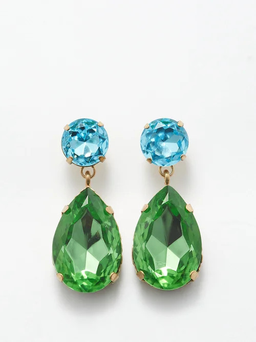 Roxanne Assoulin - Hip Hop But Not Crystal Earrings - Womens - Blue/green | Matches (US)