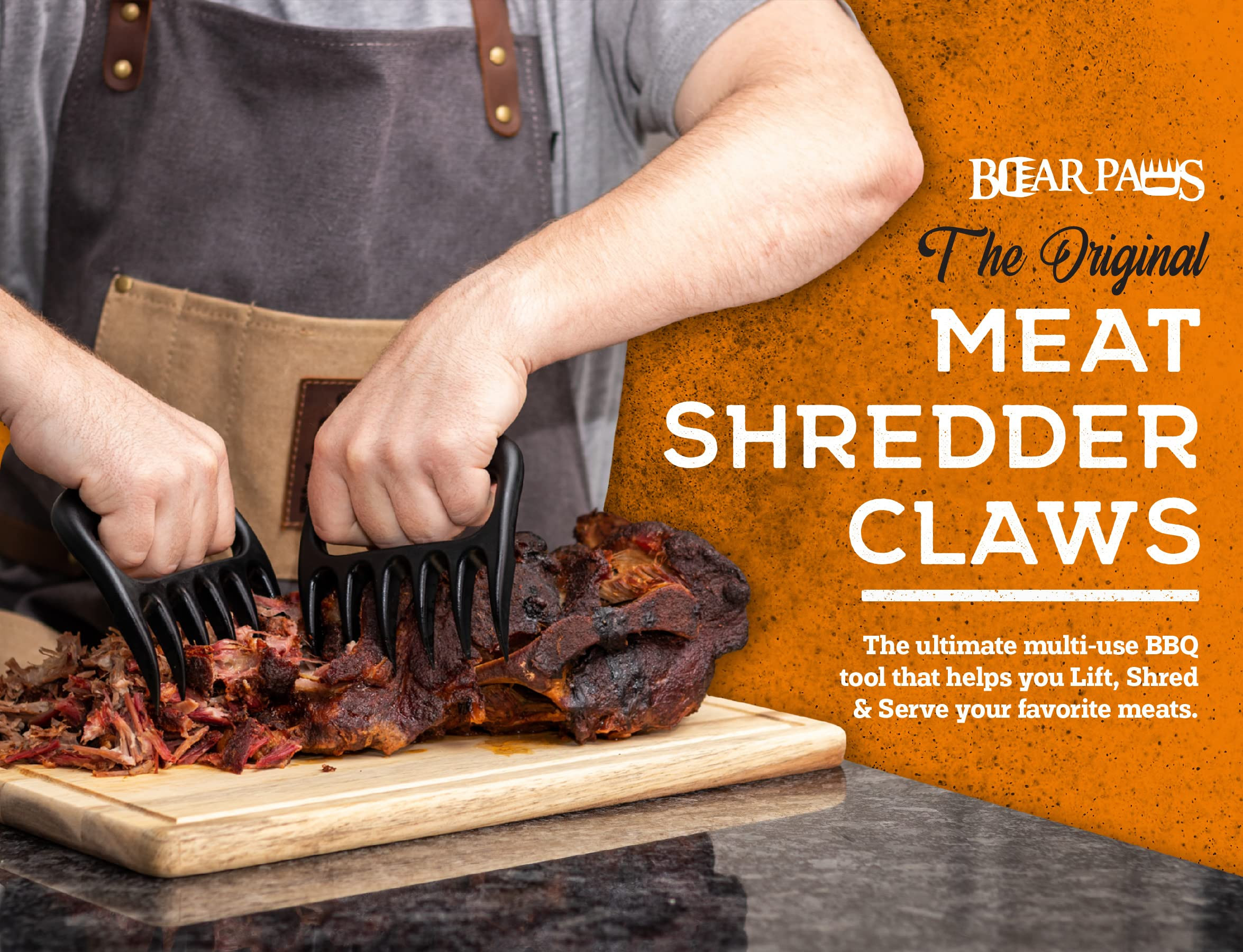 Bear Paws Meat Claws - The Original Meat Shredder Claws for Pulled Pork, USA Made - Easily Lift, Shred, Pull and Serve Pork, Chicken, Brisket and Turkey - Gift for Dad on Father's Day! (Black) | Amazon (US)