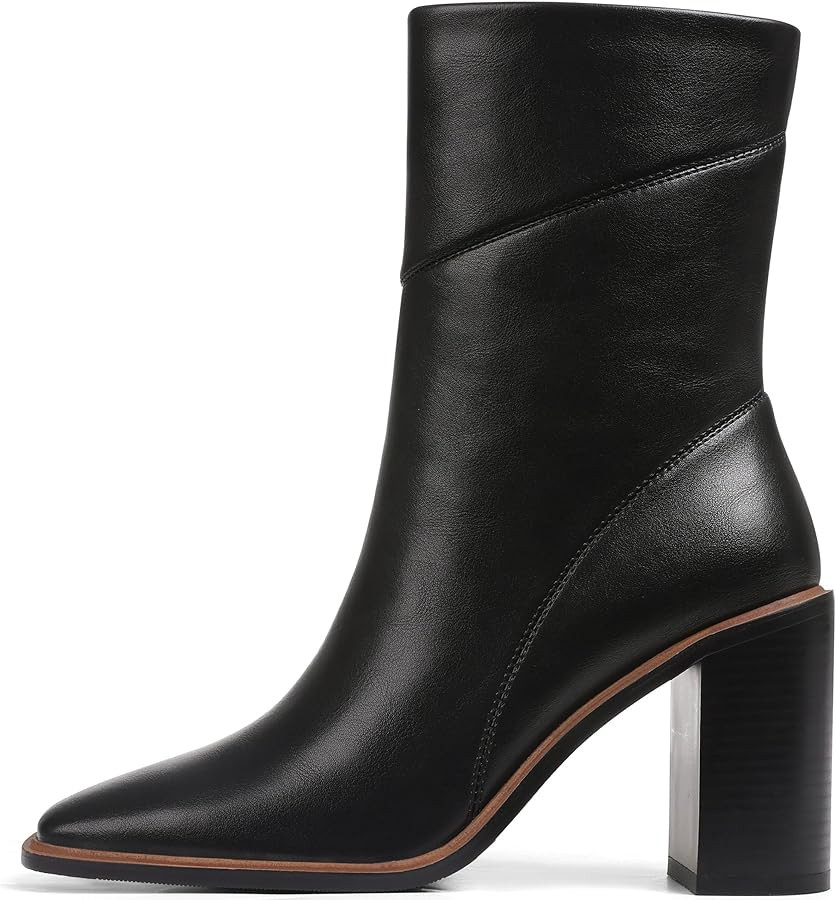 Lovee Cosee Women's Ankle Boots 2025 Chunky Heel Square Toe Side Zipper Booties with Unique Seam ... | Amazon (US)