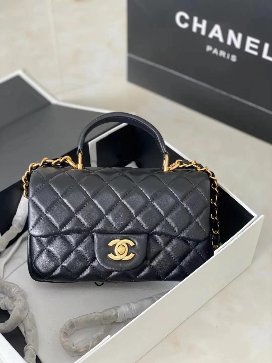Chanel Designer Classic Flap Mini Sheepskin Shoulder Bags Diamond Lattice Top Handle Handbags Sil... | DHGate