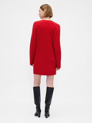 CashSoft Cable-Knit Mini Sweater Dress | Gap (US)