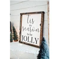 Tis The Season To Be Jolly, Christmas Wood Sign, Fireplace Decor, Holiday Sign | Etsy (US)