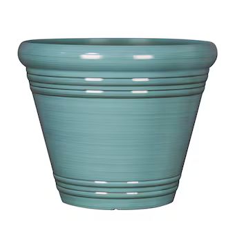 Style Selections 20.35-in W x 17.38-in H Blue Resin Contemporary/Modern Indoor/Outdoor Planter | Lowe's
