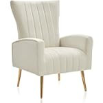 HOMEFUN Velvet Accent Chair, Upholstered Wingback Armchair Living Room Chair with Metal Legs Sing... | Amazon (US)