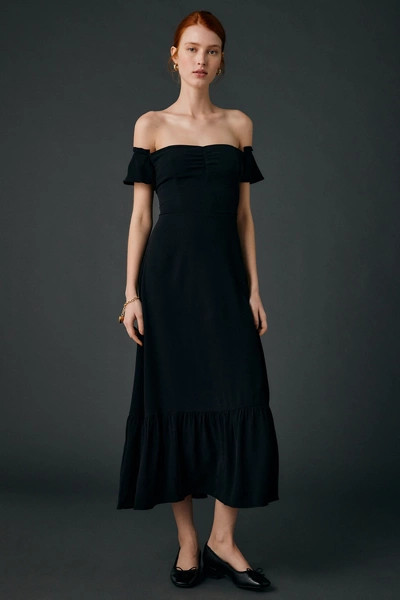 UO Over The Moon Flutter Sleeve Off-The-Shoulder Midi Dress | Urban Outfitters (US and RoW)