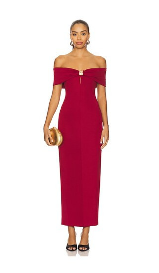 superdown Blake Off Shoulder Gown in Burgundy. - size XS | Revolve Clothing (Global)