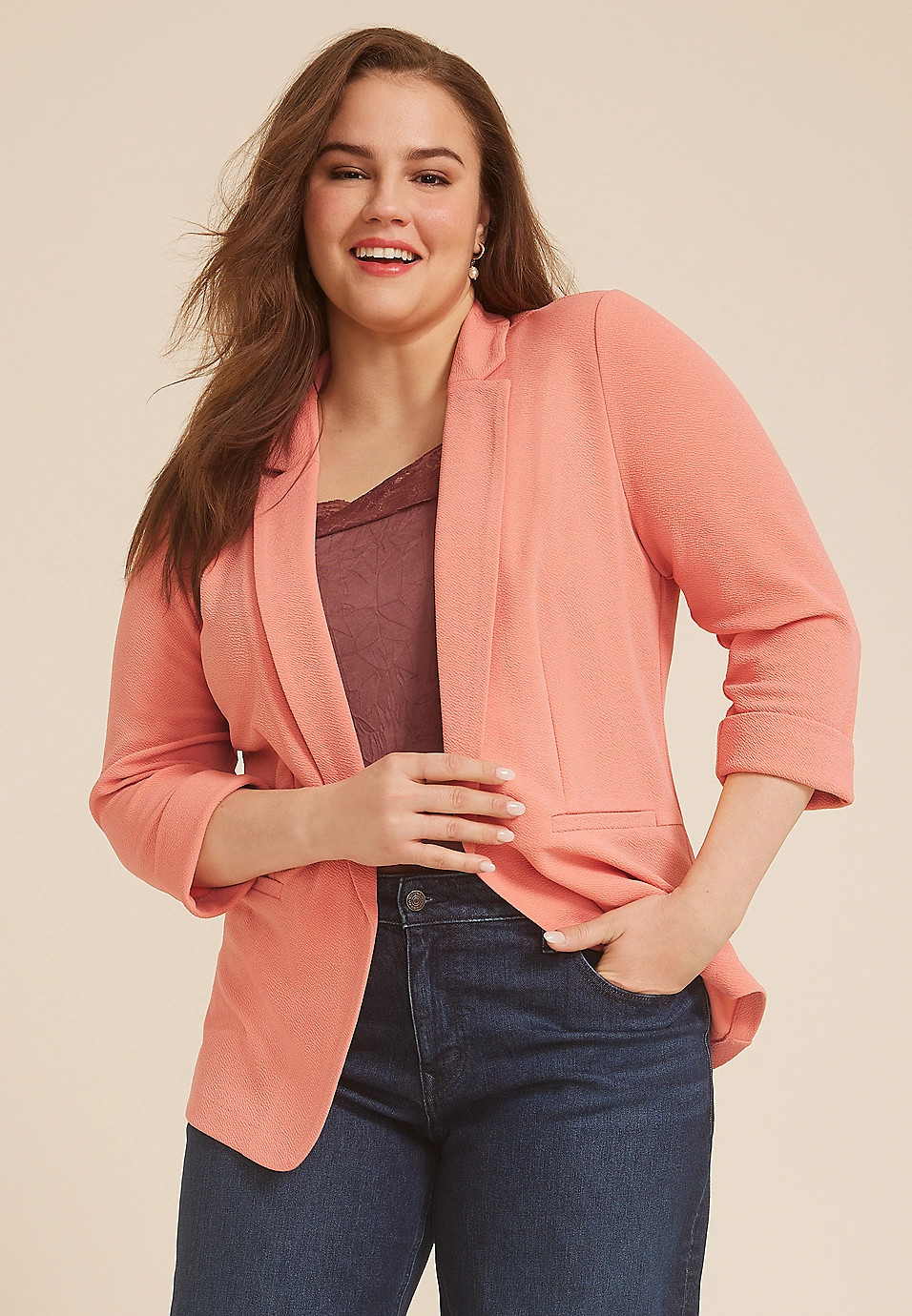 Plus Size Versa Open Front Blazer | Maurices