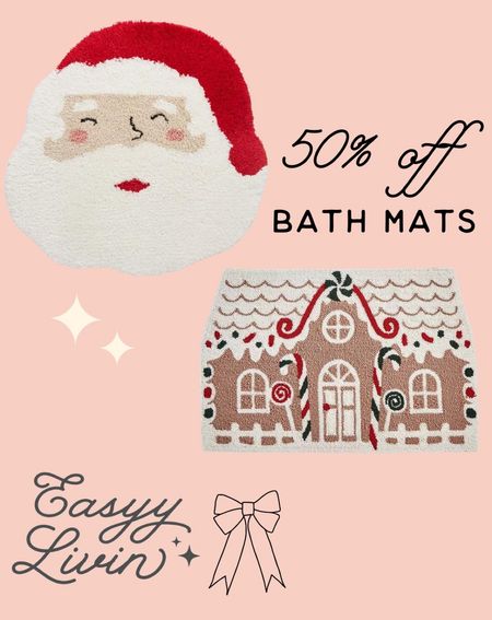 Martha Stewart bath mats 50% off with discount code: SALE 
Santa and gingerbread house bath mat 

#LTKhome #LTKHoliday #LTKSeasonal